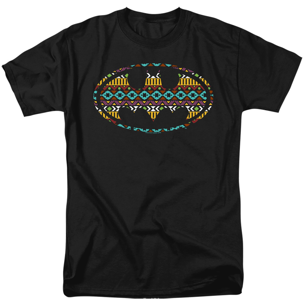 Batman & Aztec Fill Short Sleeve Adult 18-1 T-Shirt, Black - Extra Large