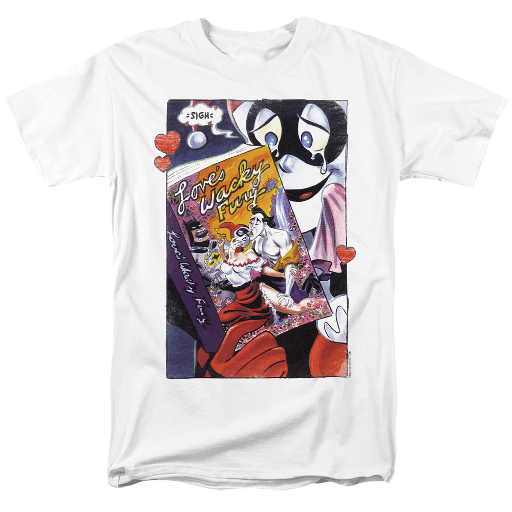 BM2928-AT-2 Batman & Loves Wacky Fury Short Sleeve Adult 18-1 T-Shirt, White - Medium