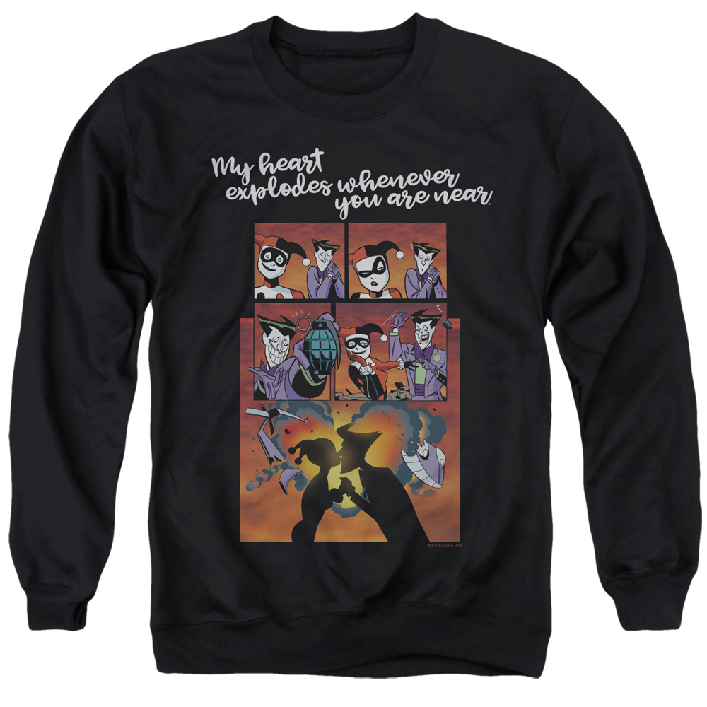 Batman & Explode-Adult Crewneck Sweatshirt, Black - Medium