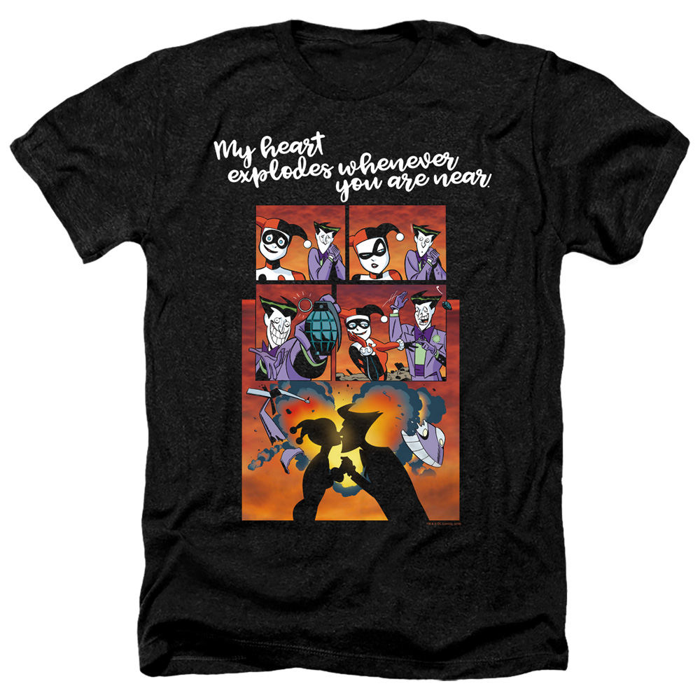 Batman & Explode-Adult Heather Short Sleeve T-Shirt, Black - Small