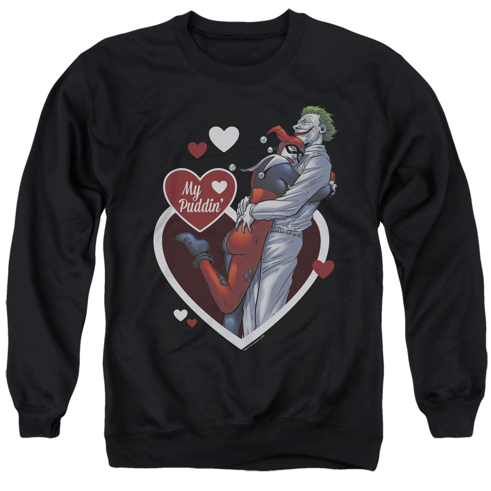 Batman & My Puddin-Adult Crewneck Sweatshirt, Black - Extra Large