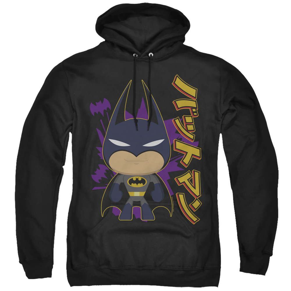 BM2933-AFTH-7 Batman & Cute Kanji-Adult Pull-Over Hoodie, Black - 4X -  Trevco