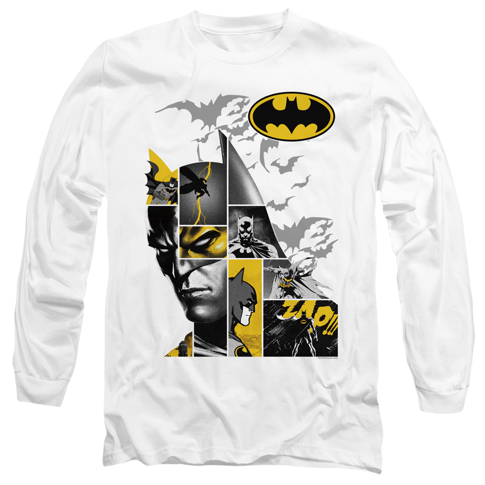 Batman Long Live-Long Sleeve Adult 18-1 T-Shirt, White - 2X