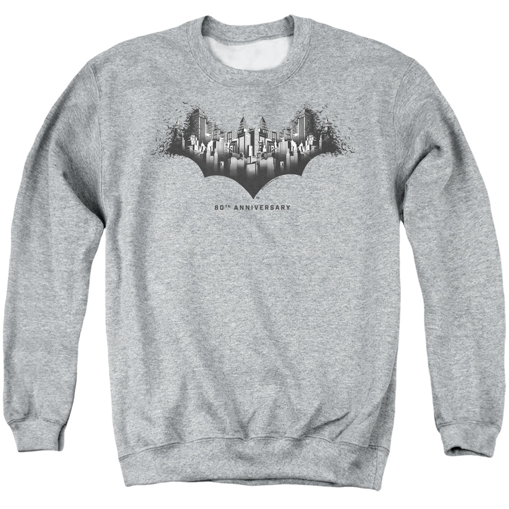 Batman Gotham Shield-Adult Crewneck Sweatshirt, Athletic Heather - Small