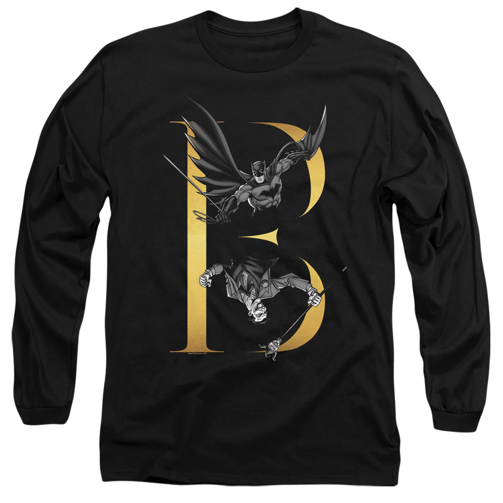 Batman B-Long Sleeve Adult 18-1 T-Shirt, Black - Medium