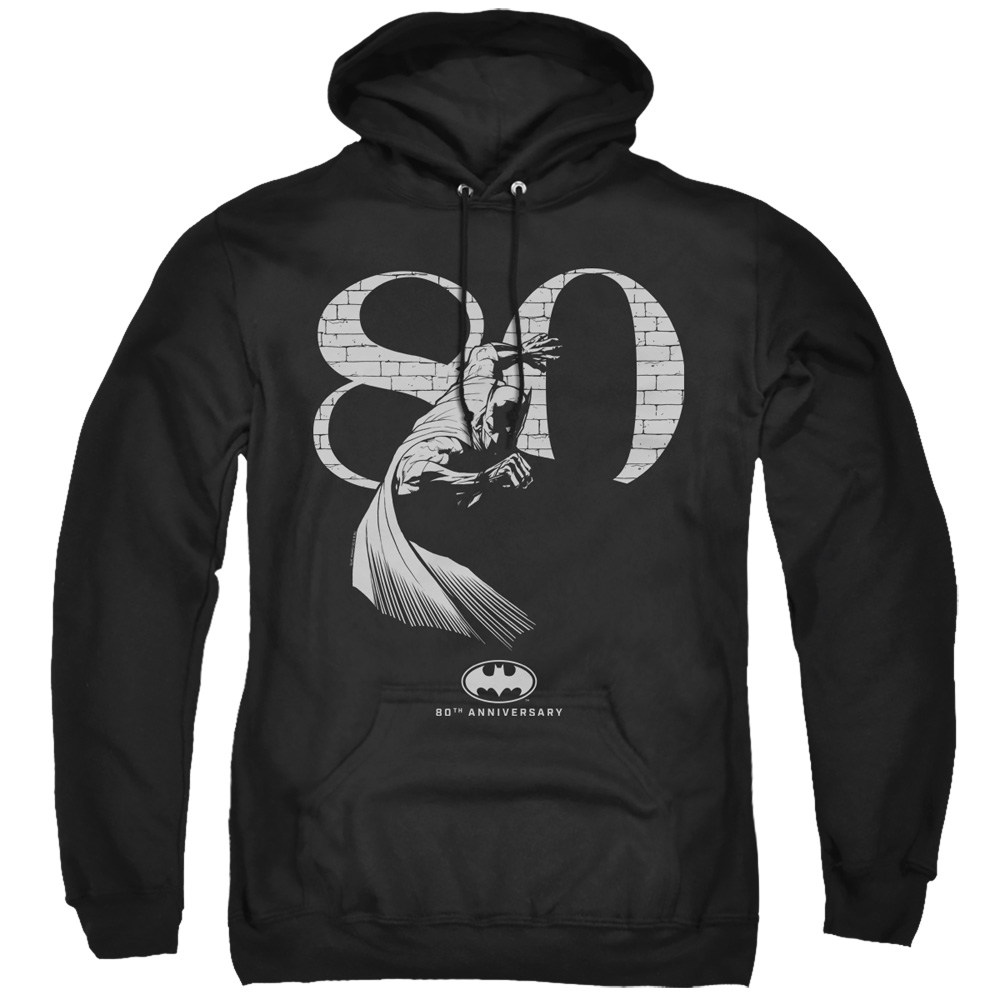 Batman 80 Wall-Adult Pull-Over Hoodie, Black - Small