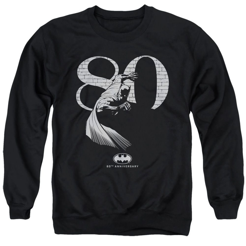 Batman 80 Wall-Adult Crewneck Sweatshirt, Black - 2X