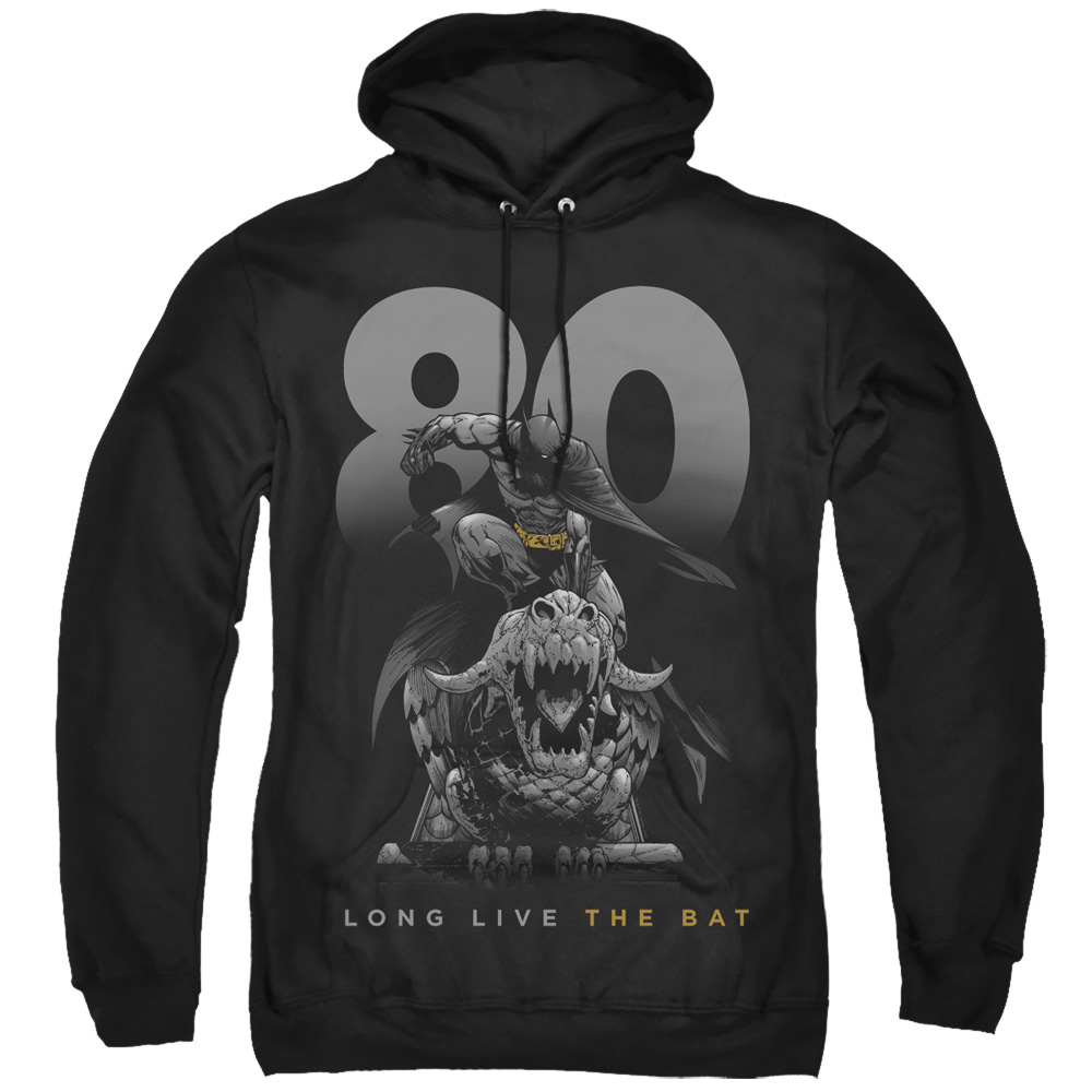 Batman Big 80-Adult Pull-Over Hoodie, Black - Extra Large