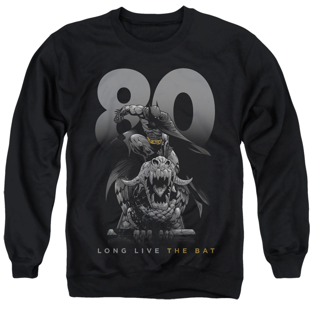 Batman Big 80-Adult Crewneck Sweatshirt, Black - Small
