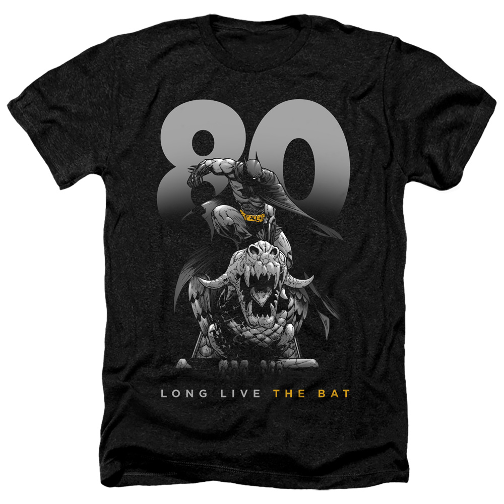 Batman Big 80-Adult Heather T-Shirt, Black - Small