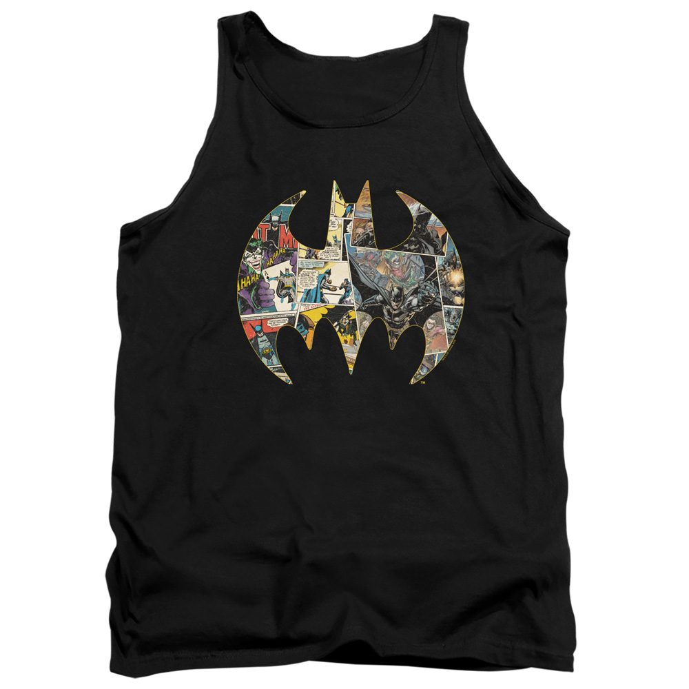 Batman Collage Shield-Adult Tank Top, Black - Medium