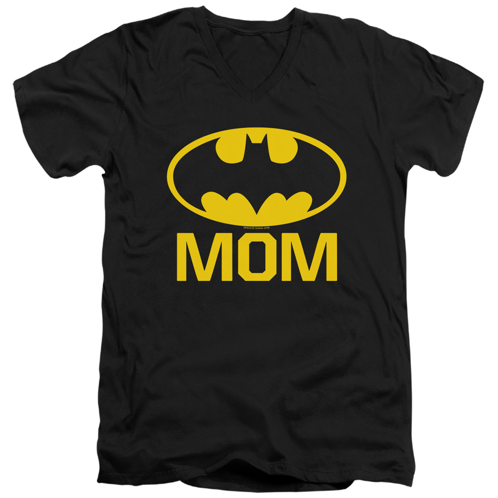 Batman Bat Mom Short Sleeve Adult V-Neck 30-1 T-Shirt, Black - Extra Large