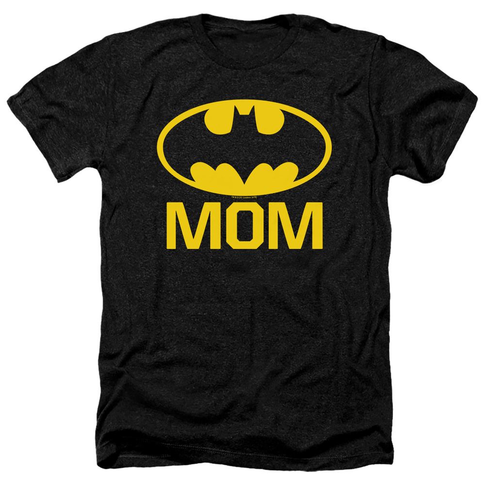 Batman Bat Mom Adult Heather T-Shirt, Black - Small