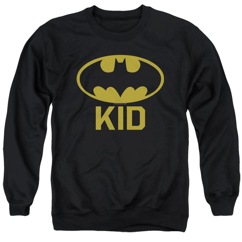 Batman Bat KID Adult Crewneck Sweatshirt, Black - Small