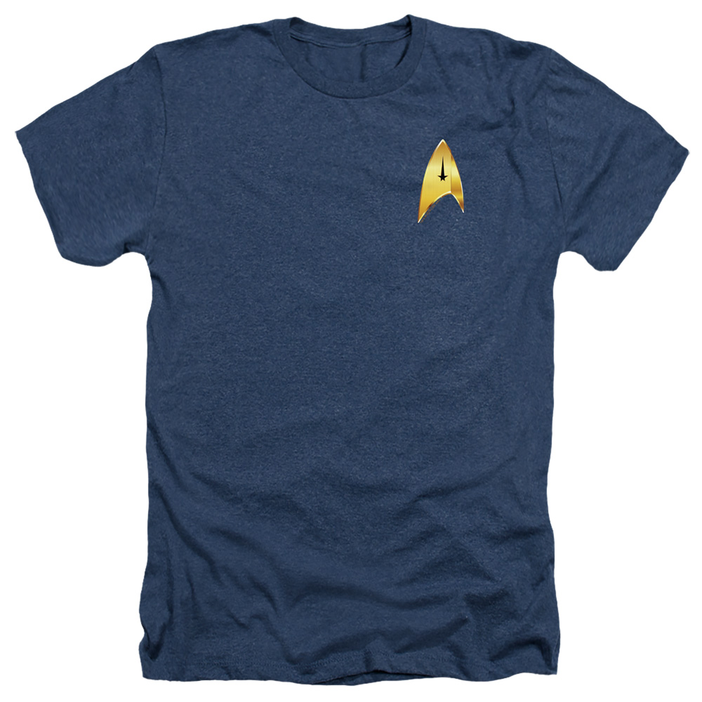 Star Trek Discovery & Command Badge-Adult Heather T-Shirt, Navy - 2X