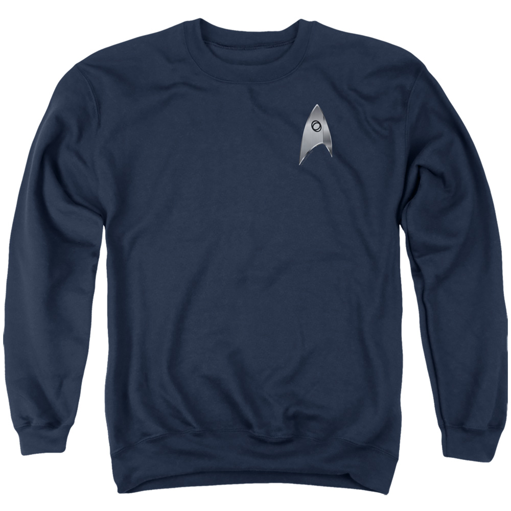 Star Trek Discovery & Sciences Badge-Adult Crewneck Sweatshirt, Navy - Large
