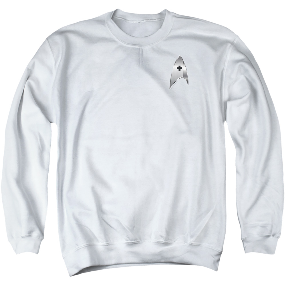 Star Trek Discovery & Medical Badge-Adult Crewneck Sweatshirt, White - Medium