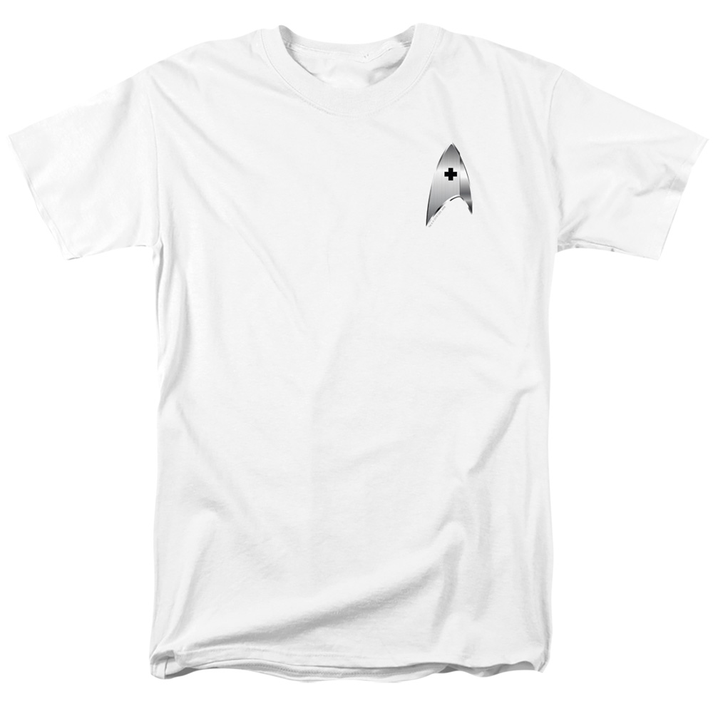 CBS2561-AT-3 Star Trek Discovery & Medical Badge-Short Sleeve Adult 18-1 T-Shirt, White - Large