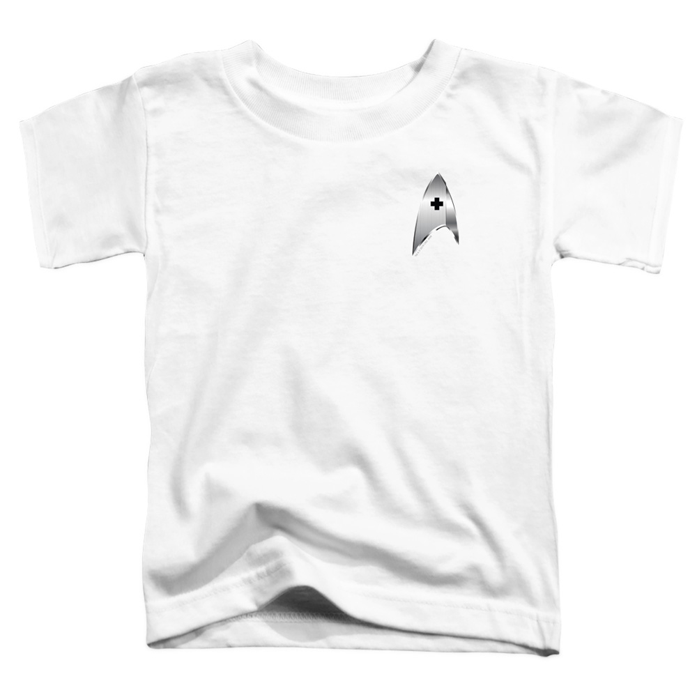 CBS2561-TT-2 Star Trek Discovery & Medical Badge-Short Sleeve Toddler Tee, White - Medium 3T