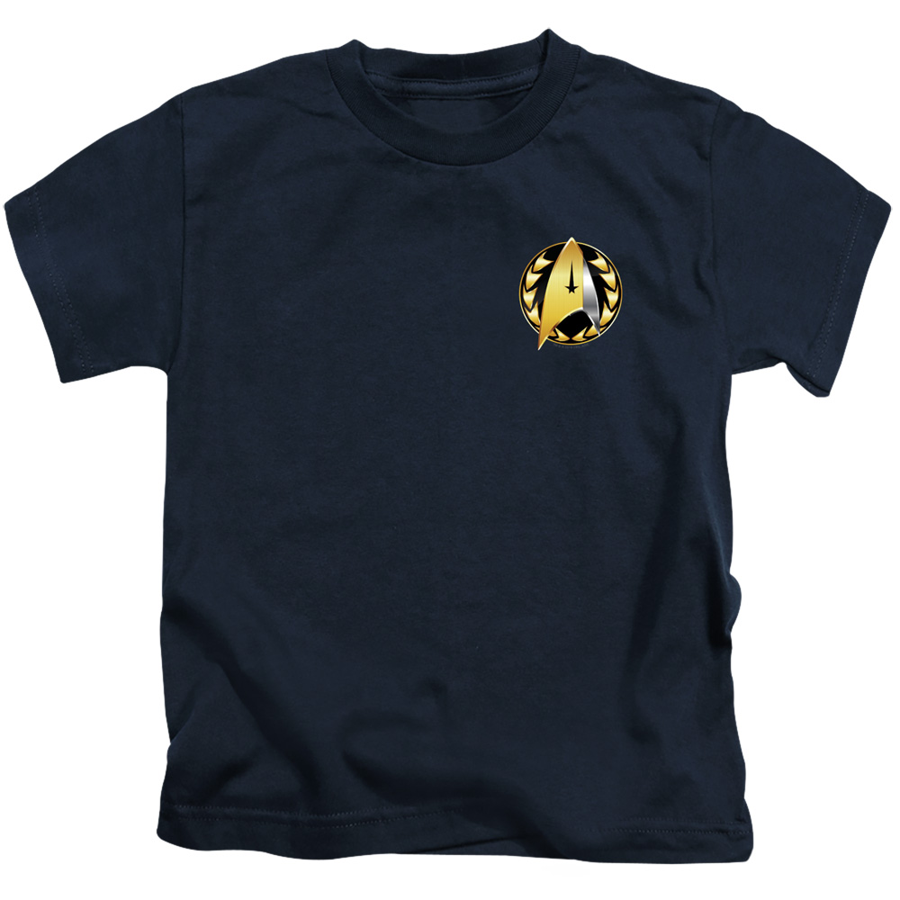 Star Trek Discovery & Admiral Badge-Short Sleeve Juvenile 18-1 T-Shirt, Navy - Medium 5-6