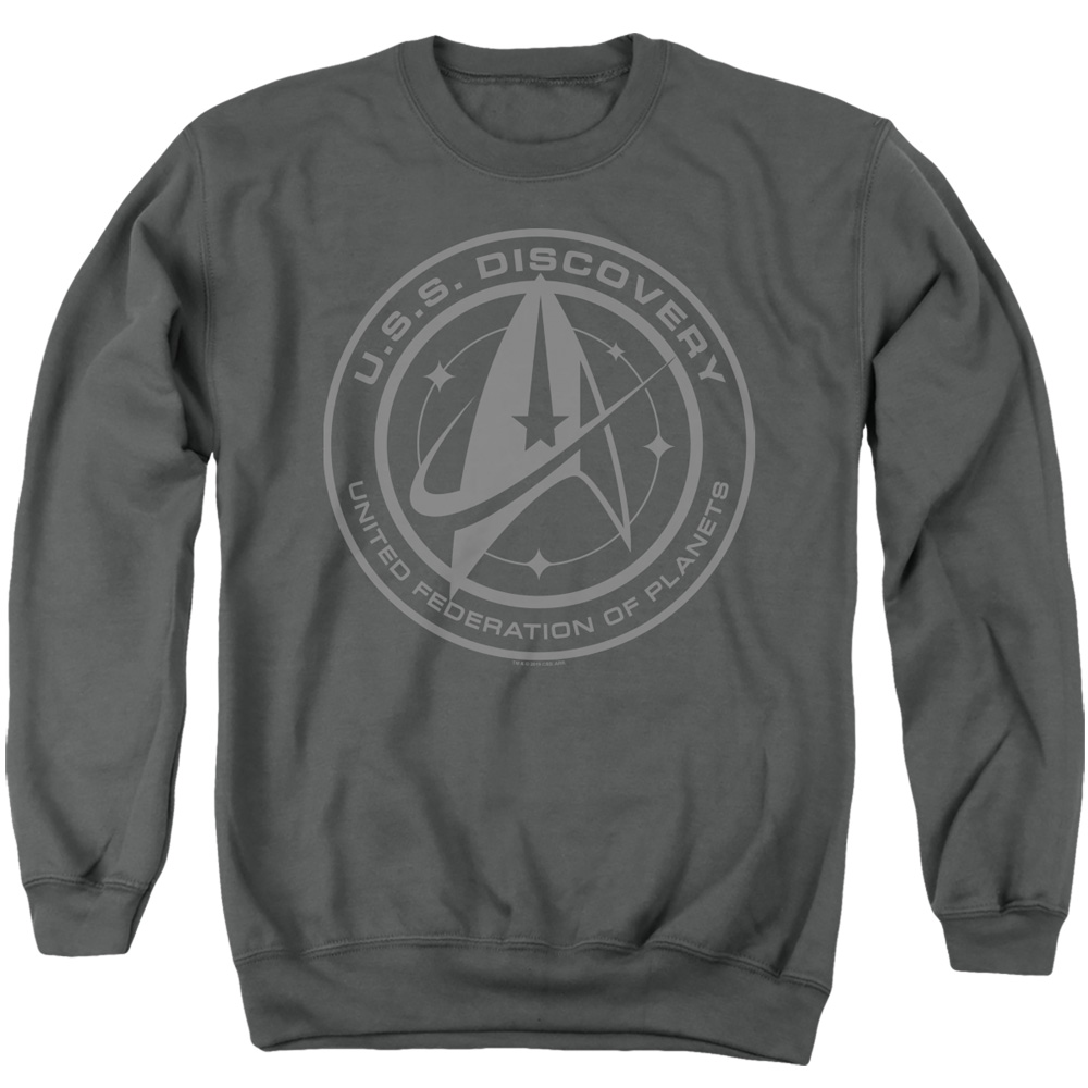 CBS2564-AS-5 Star Trek Discovery & Discovery Crest-Adult Crewneck Sweatshirt, Charcoal - 2X