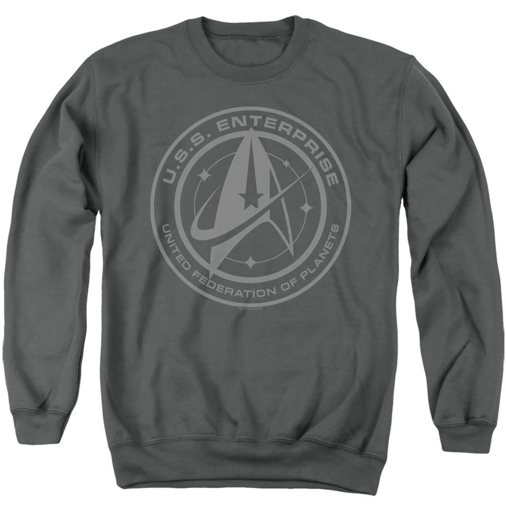 CBS2565-AS-6 Star Trek Discovery & Enterprise Crest-Adult Crewneck Sweatshirt, Charcoal - 3X