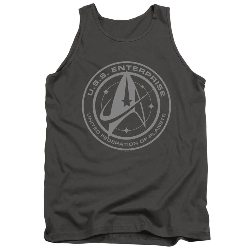 Star Trek Discovery & Enterprise Crest-Adult Tank Top, Charcoal - Medium