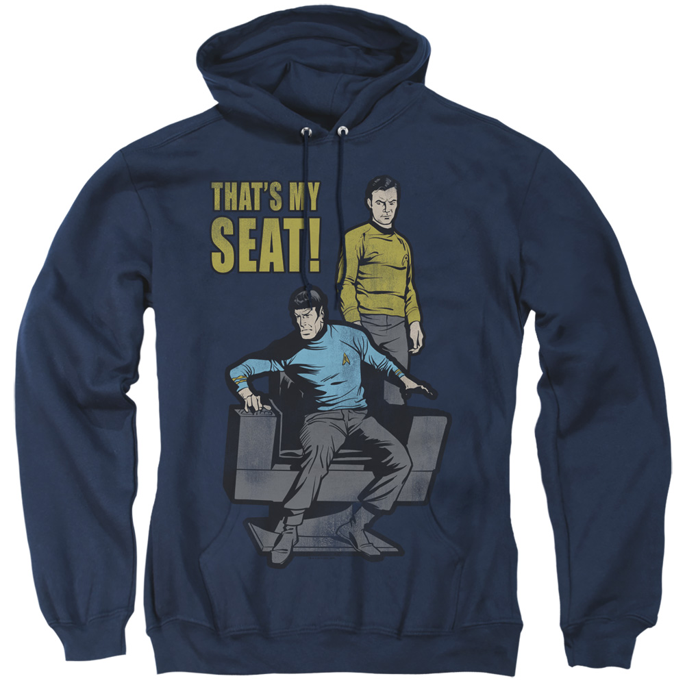 Star Trek & My Seat-Adult Pull-Over Hoodie, Royal Blue - Medium