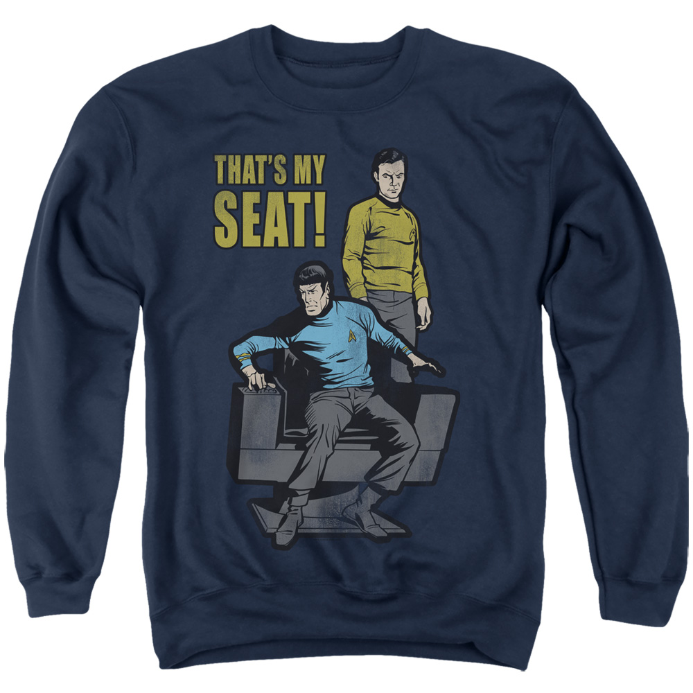 CBS2569-AS-6 Star Trek & My Seat-Adult Crewneck Sweatshirt, Royal Blue - 3X
