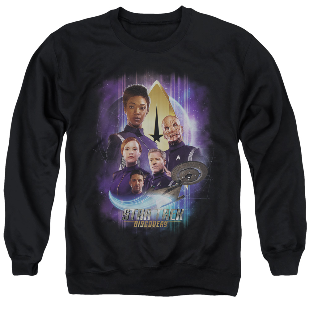 CBS2570-AS-4 Star Trek Discovery & Discoverys Finest-Adult Crewneck Sweatshirt, Black - Extra Large