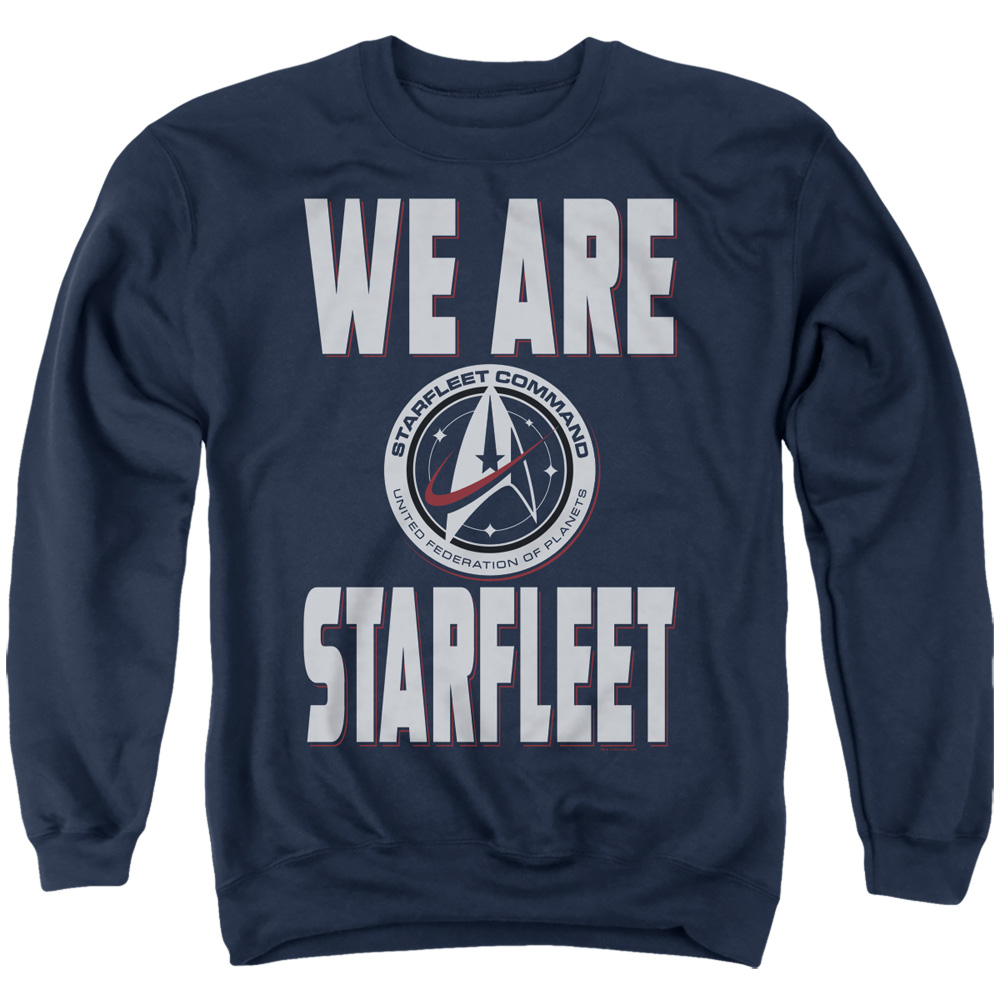 CBS2571-AS-1 Star Trek Discovery & We Are Starfleet-Adult Crewneck Sweatshirt, Navy - Small