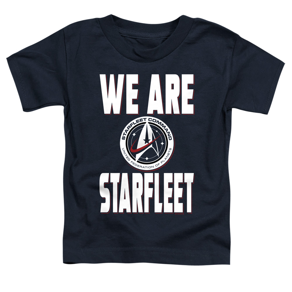 Star Trek Discovery & We Are Starfleet-Short Sleeve Toddler Tee, Navy - Medium 3T