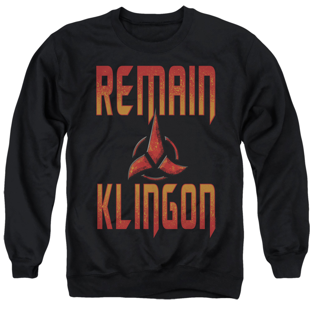 CBS2572-AS-3 Star Trek Discovery & Remain Klingon-Adult Crewneck Sweatshirt, Black - Large