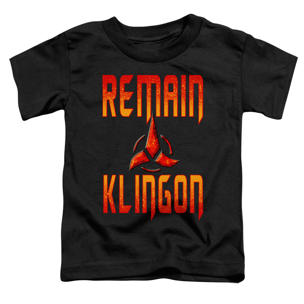 Star Trek Discovery & Remain Klingon-Short Sleeve Toddler Tee, Black - Medium 3T