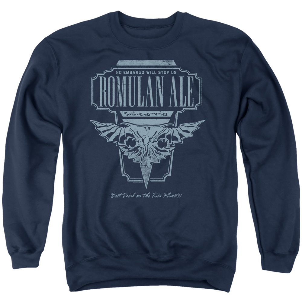 CBS2577-AS-3 Star Trek The Next Generation & Romulan Ale-Adult Crewneck Sweatshirt, Navy - Large