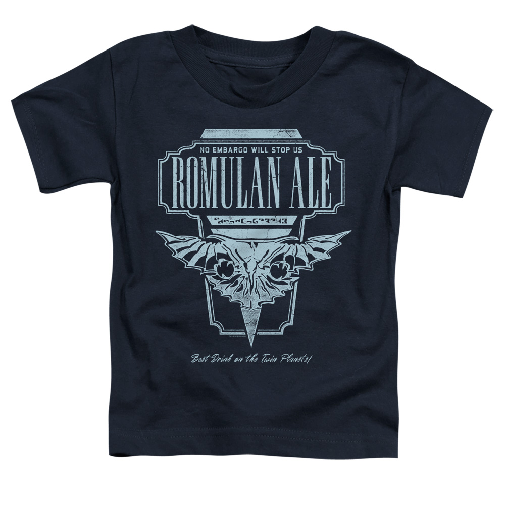 Star Trek The Next Generation & Romulan Ale-Short Sleeve Toddler Tee, Navy - Medium 3T