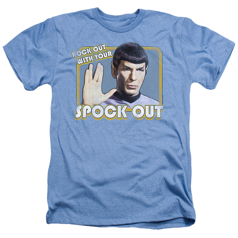 CBS495-HA-1 Star Trek & Spock Out-Adult Heather T-Shirt, Light Blue - Small -  Trevco