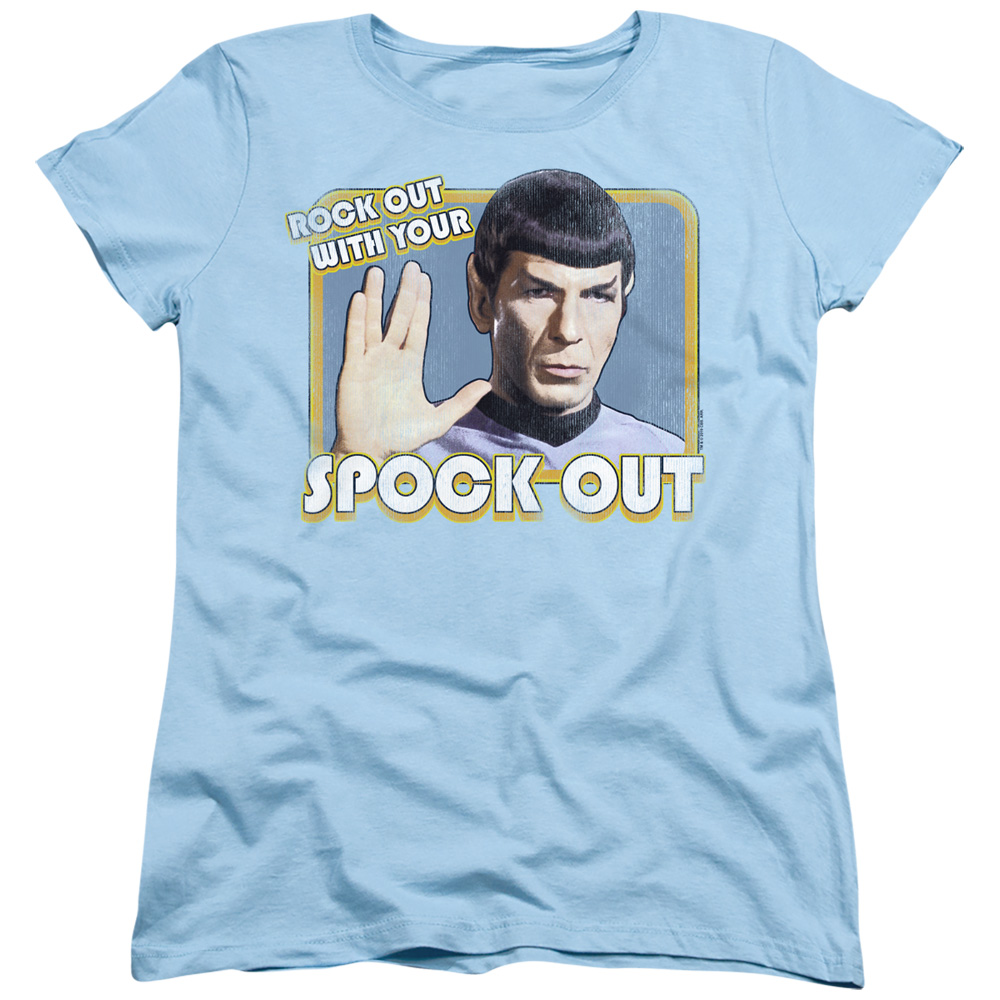 CBS495-WT-2 Womens Star Trek & Spock Out-Short Sleeve Tee, Light Blue - Medium -  Trevco