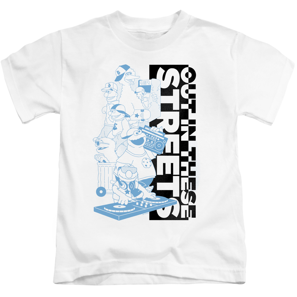 SST288-KT-1 Sesame Street & Out in These Streets-Short Sleeve Juvenile 18-1 T-Shirt, White - Small 4