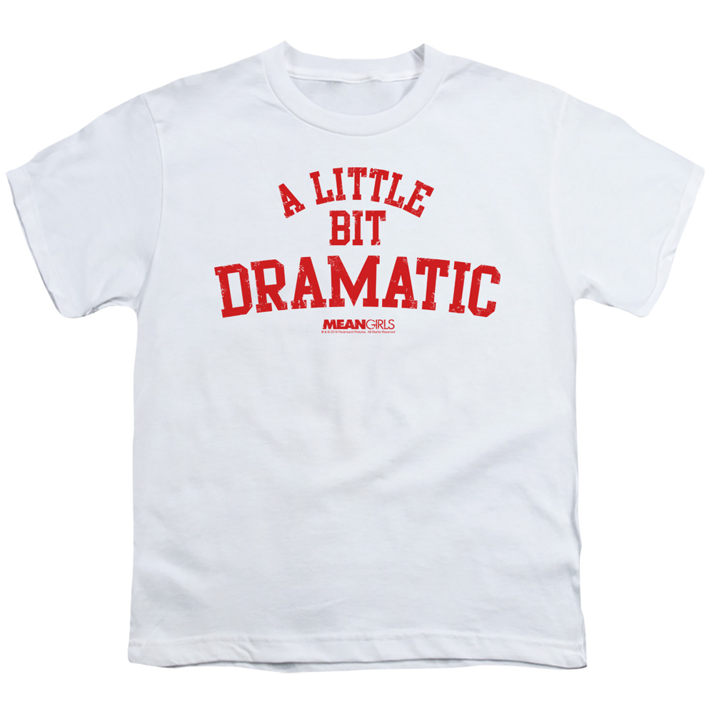 PAR701-YT-4 Mean Girls & Dramatic-Short Sleeve Youth 18 by 1 T-Shirt, White - Extra Large