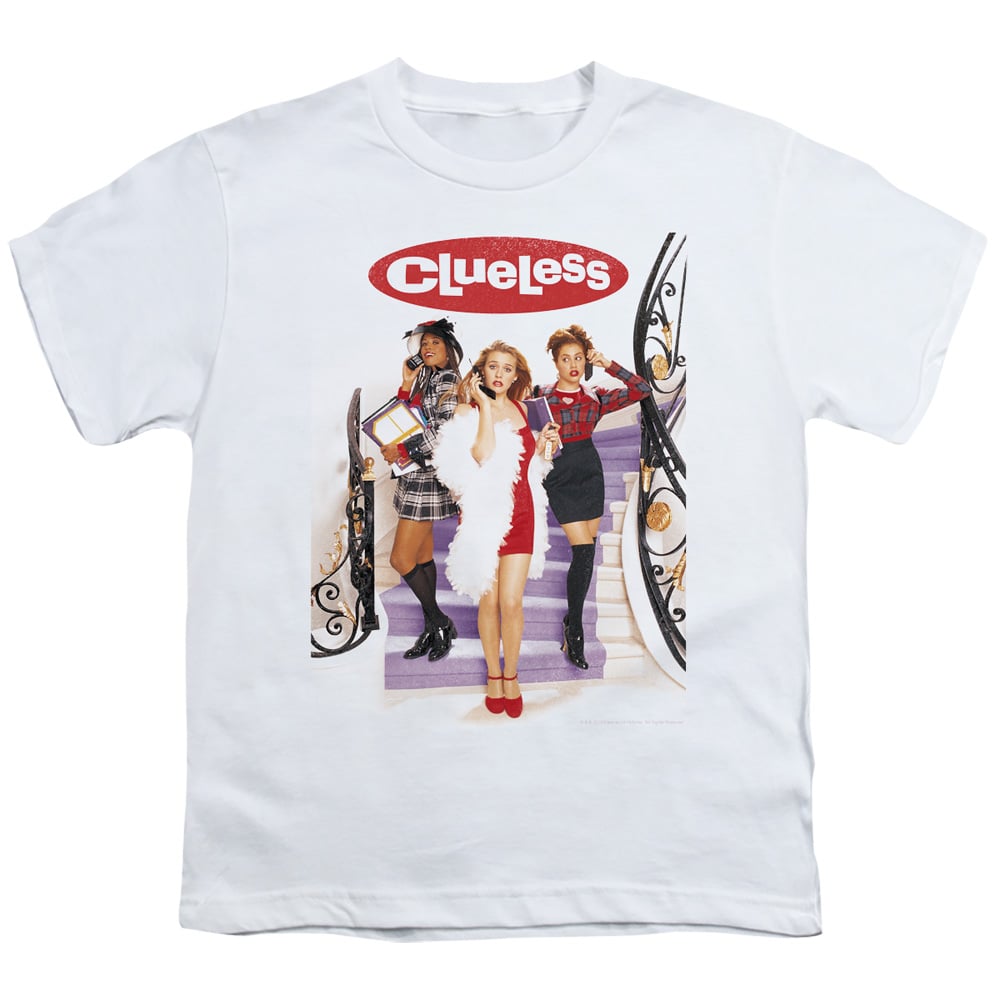 PAR712B-YT-2 Clueless Poster-Short Sleeve Youth 18 by 1 T-Shirt, White - Medium