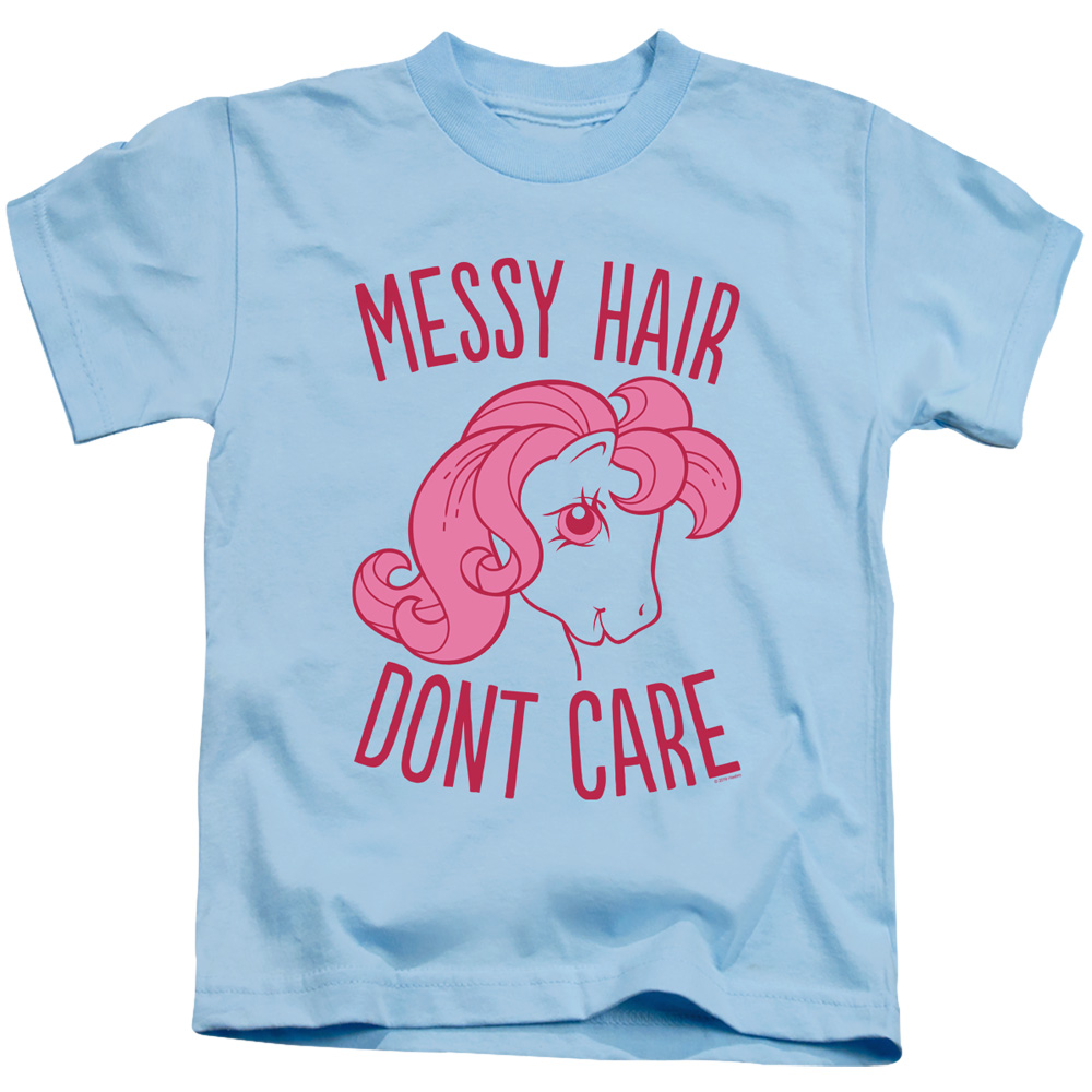 HBRO205-KT-2 My Little Pony Retro & Messy Hair - Short Sleeve Juvenile 18-1 T-Shirt, Light Blue - Medium 5-6