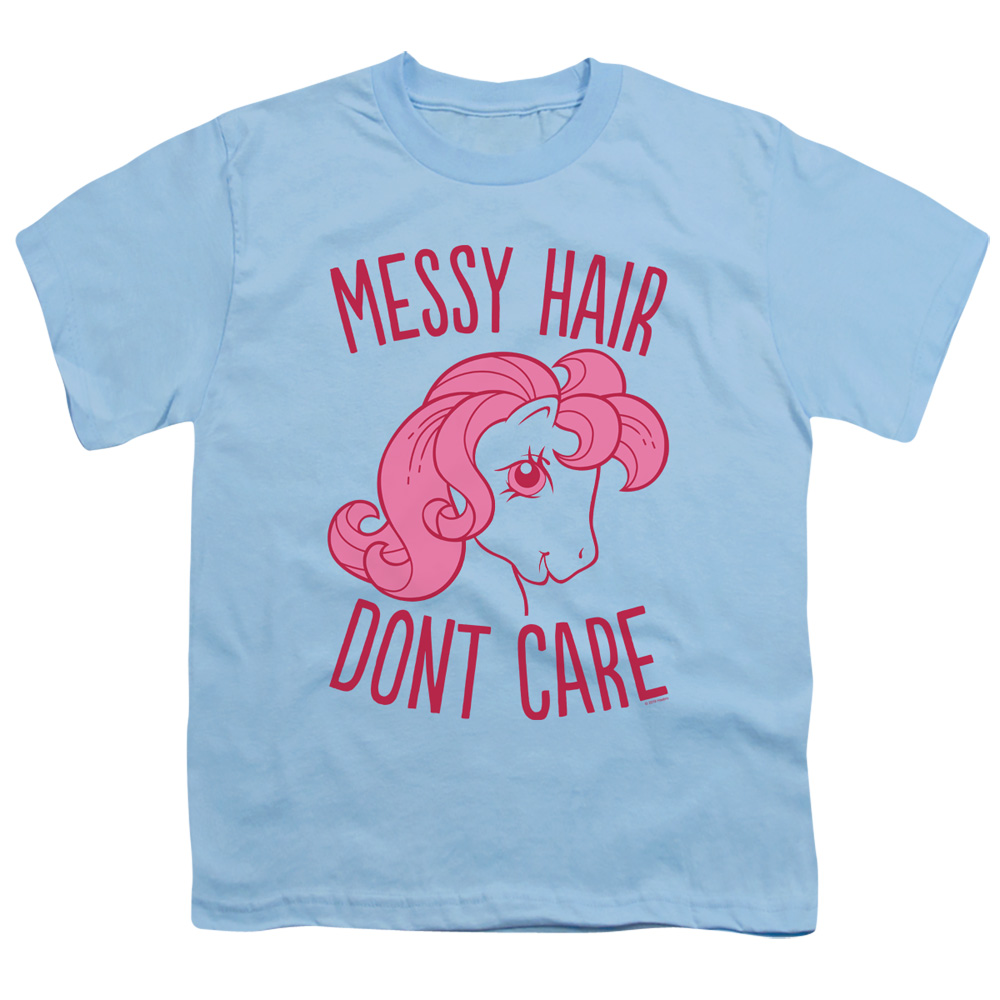 HBRO205-YT-2 My Little Pony Retro & Messy Hair - Short Sleeve Youth 18-1 T-Shirt, Light Blue - Medium