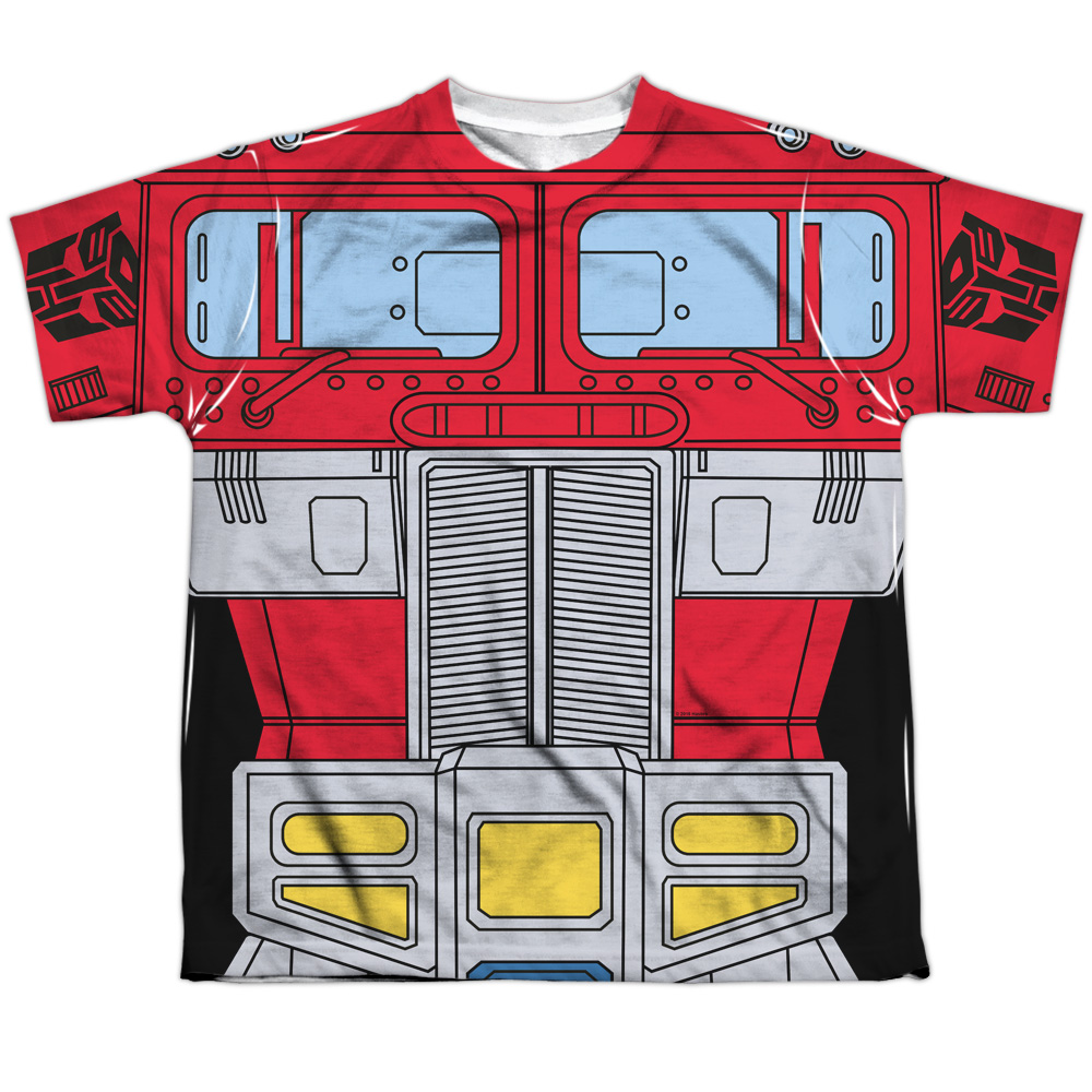 HBRO131-YTPP-2 Transformers & Optimus Prime Costume - Short Sleeve Youth Poly Crew T-Shirt, White - Medium