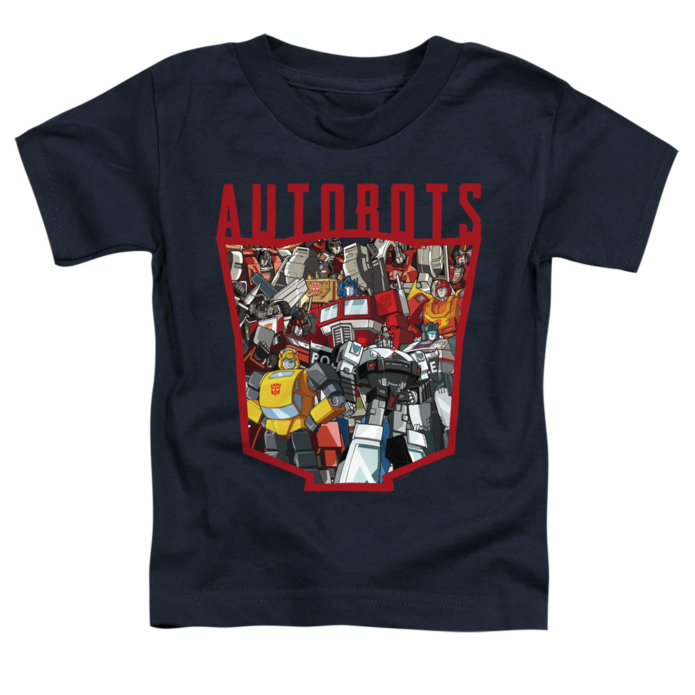 Transformers & Autobot Collage - Short Sleeve Toddler Tee, Navy - Medium 3T
