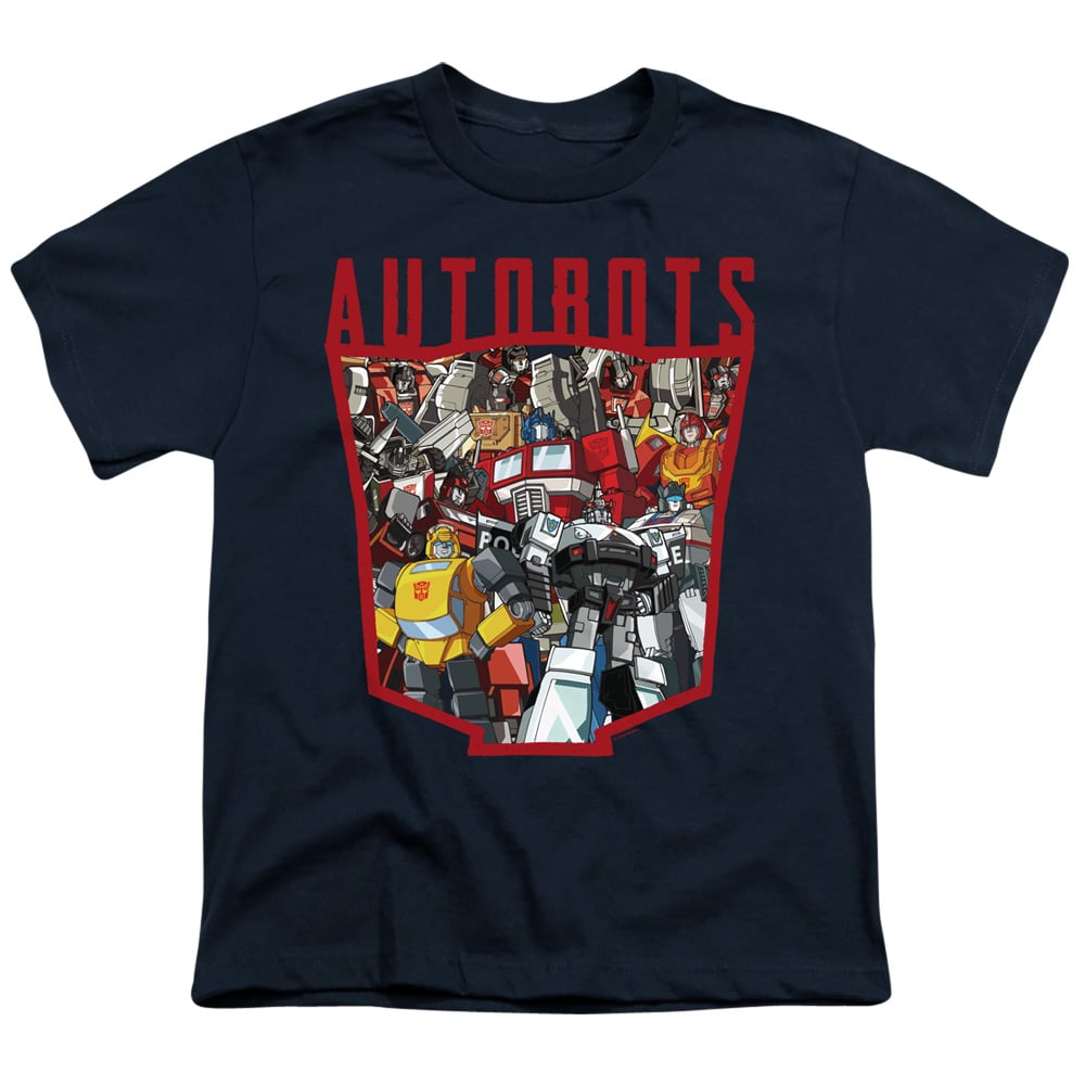 Transformers & Autobot Collage - Short Sleeve Youth 18-1 T-Shirt, Navy - Medium