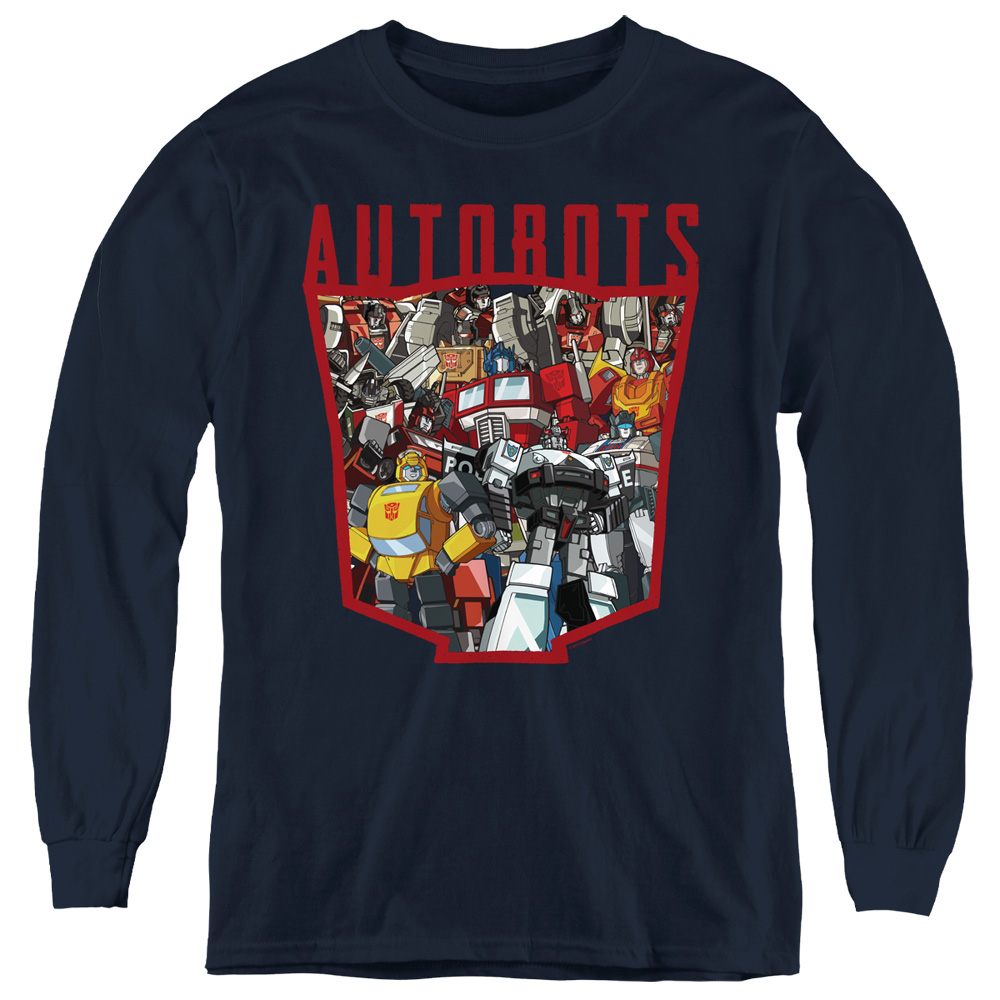 Transformers & Autobot Collage - Youth Long Sleeve T-Shirt, Navy - Large