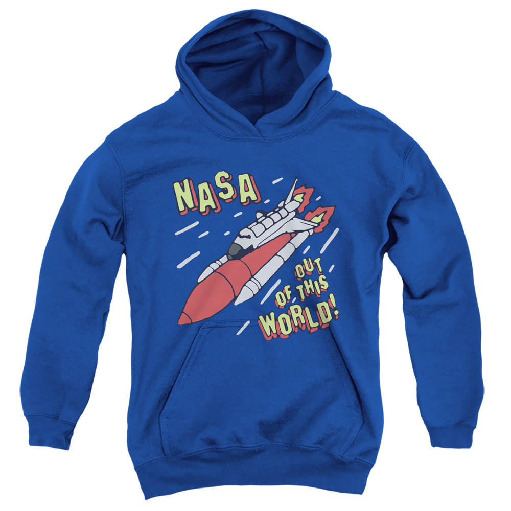 NASA & Out of this World-Youth Pull-Over Hoodie, Royal Blue - Medium
