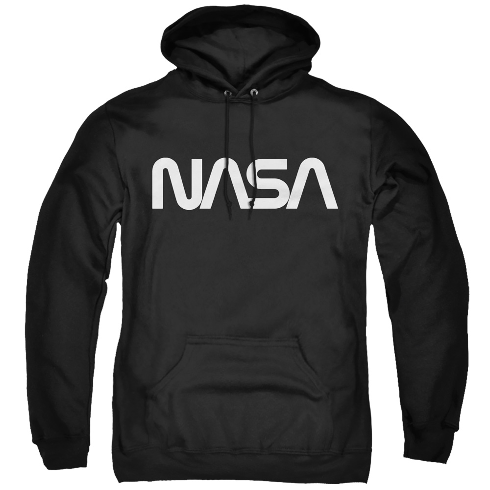 NASA & Worm Logo-Adult Pull-Over Hoodie, Black - 5X