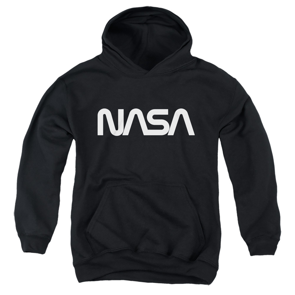 NASA & Worm Logo-Youth Pull-Over Hoodie, Black - Medium